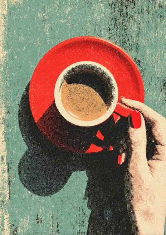 Koffie en rode nagels