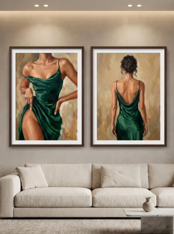 Smaragdgroene jurk posterset