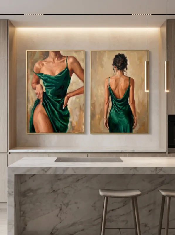 Smaragdgroene jurk posterset