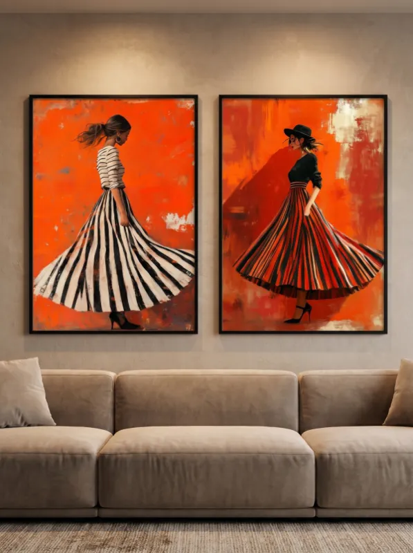 Vrouwen in strepen posterset