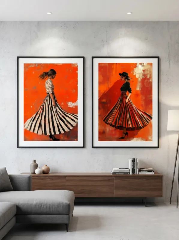 Vrouwen in strepen posterset